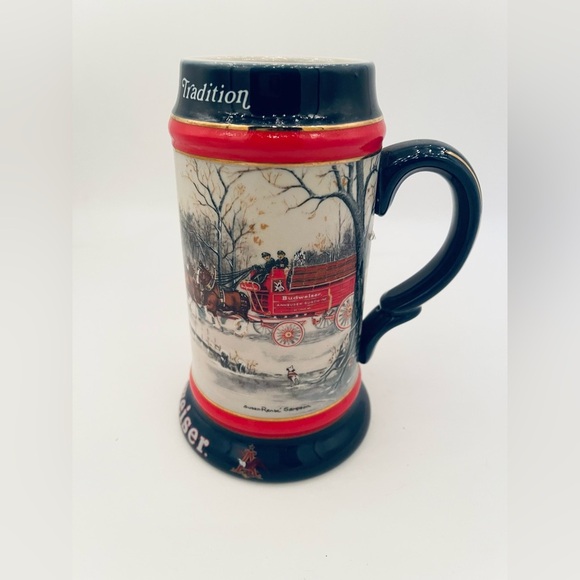 Vintage 1990 Budweiser Holiday Beer Stein An American Tradition Clydesdales - Picture 8 of 9